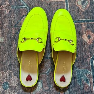 Gucci princetown Women's Neon Yellow Loafers size 40 US 10